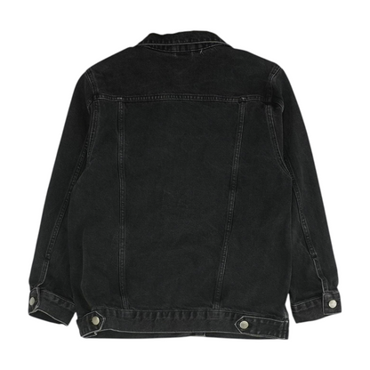 Black Solid Denim Jacket