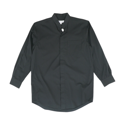 Black Solid Long Sleeve Button Down