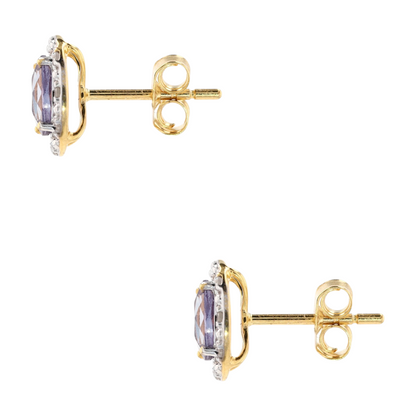 1 7/8 ctw 10K Yellow Gold Synthetic Alexandrite Stud Earrings