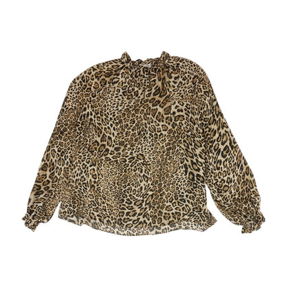 Brown Animal Print Long Sleeve Blouse