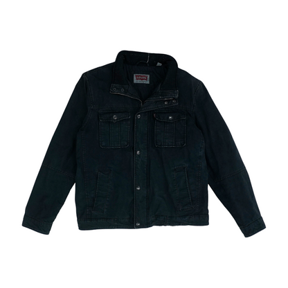 Black Solid Denim Jacket