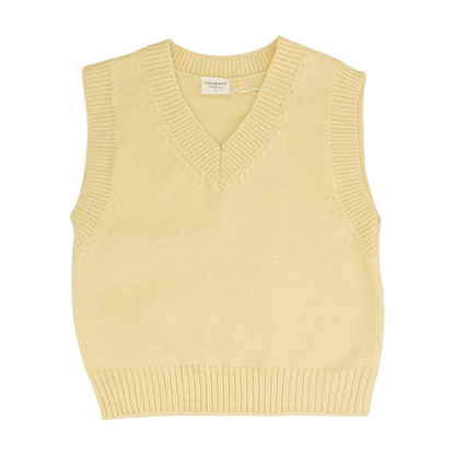 Cream Solid Vest Sweater