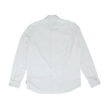 White Solid Long Sleeve Button Down