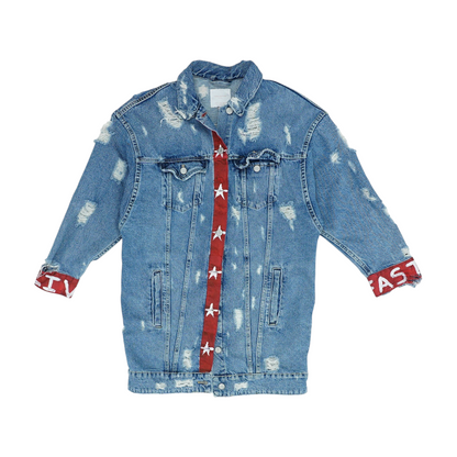 Blue Solid Denim Jacket
