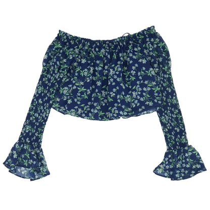 Navy Floral Long Sleeve Blouse