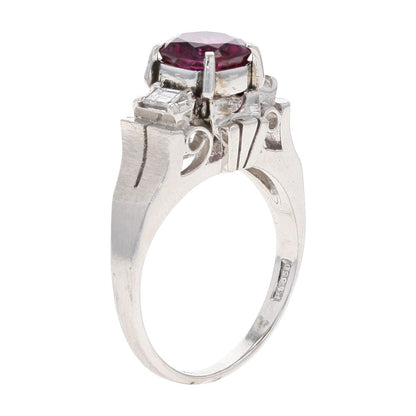 1.40 Ct Platinum Tourmaline With Diamond Accent Art Deco Style Cocktail Ring