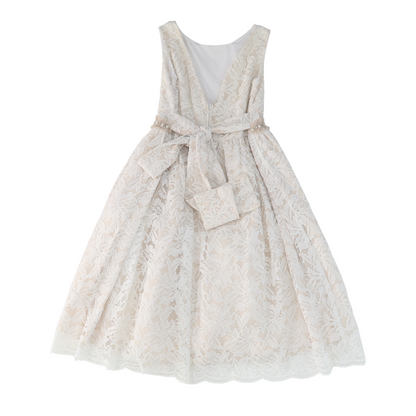Beige Print Formal Dress