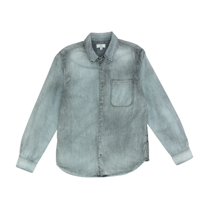 Gray Solid Long Sleeve Button Down