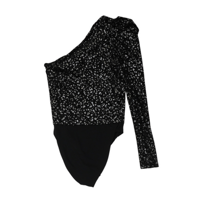 Black Animal Print Bodysuit Blouse