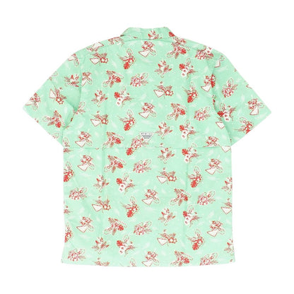 Green Graphic Short Sleeve Button Down