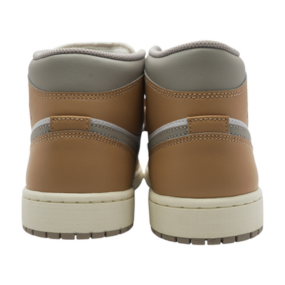 Jordan 1 Mid Rattan White College Grey High-Top Athletic Shoes