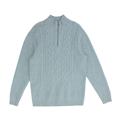 Gray Solid 1/4 Zip Sweater