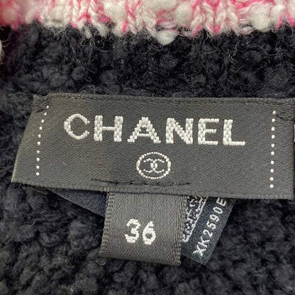 Spring 2024 Pink-Black Cotton-Cashmere Blend CC Button Front Cardigan