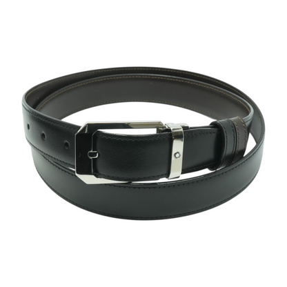 Reversible Black and Brown Leather Strap with Shint Stainless Steel Pin Buckle 30MM