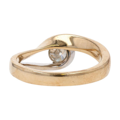 3/8 Ct 14K Two Tone Gold Round Diamond On Wave Twist Band Promise Ring