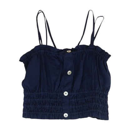 Navy Solid Sleeveless Blouse