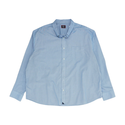 Blue Solid Long Sleeve Button Down