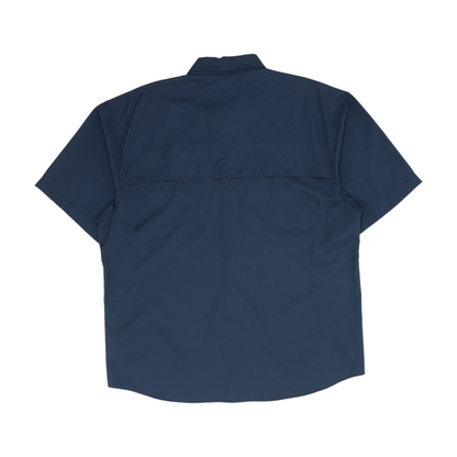 Navy Solid Short Sleeve Button Down
