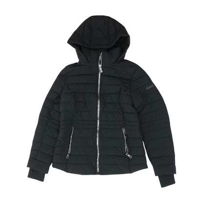 Black Solid Puffer Jacket