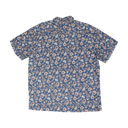Blue Floral Short Sleeve Button Down
