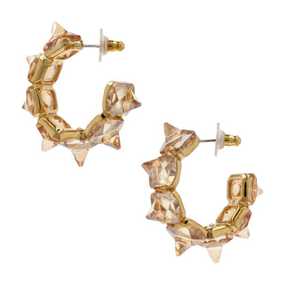 Gold Tone Crystal Matrix Hoop Earrings