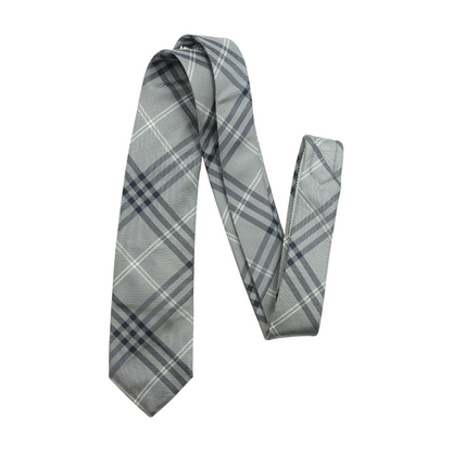 Gray Plaid Neck Tie