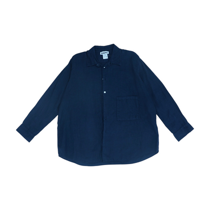 Navy Solid Long Sleeve Button Down