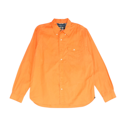 Orange Solid Long Sleeve Button Down