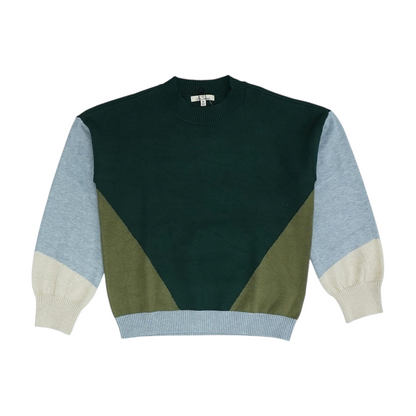 Green Geometric Pullover Sweater
