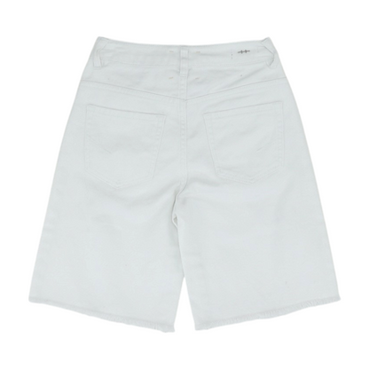 White Solid Denim Shorts