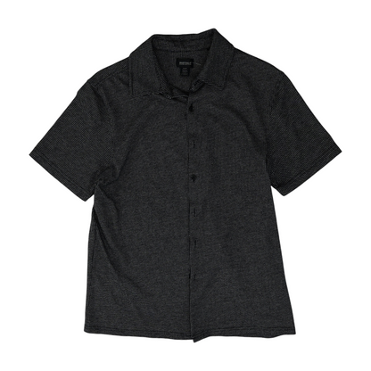 Black Print Short Sleeve Button Down