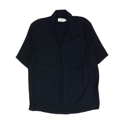 Navy Solid Short Sleeve Button Down