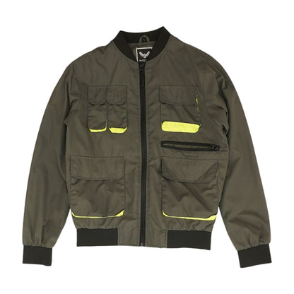 Gray Color Block Bomber Jacket