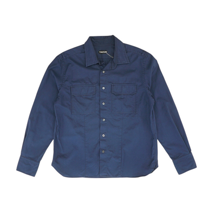 Navy Solid Long Sleeve Button Down