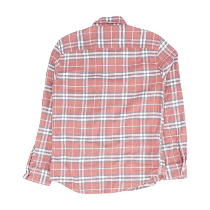 Coral Plaid Flannel Button Down