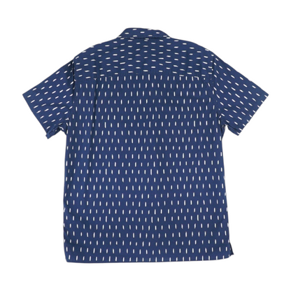 Navy Print Short Sleeve Button Down