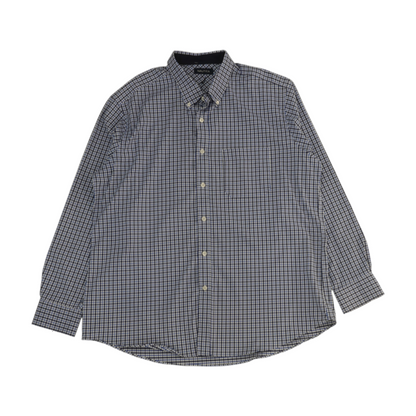 Navy Plaid Long Sleeve Button Down