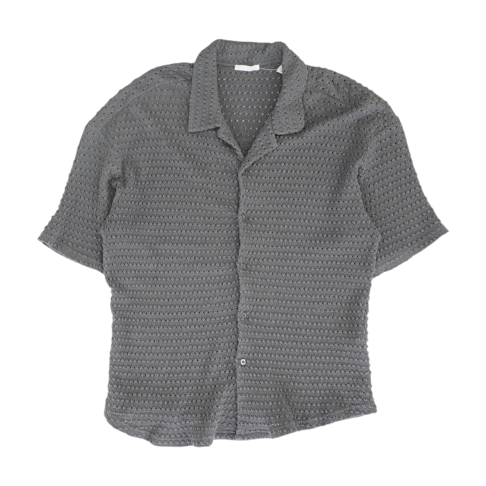 Charcoal Solid Short Sleeve Button Down
