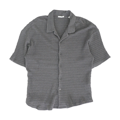 Charcoal Solid Short Sleeve Button Down