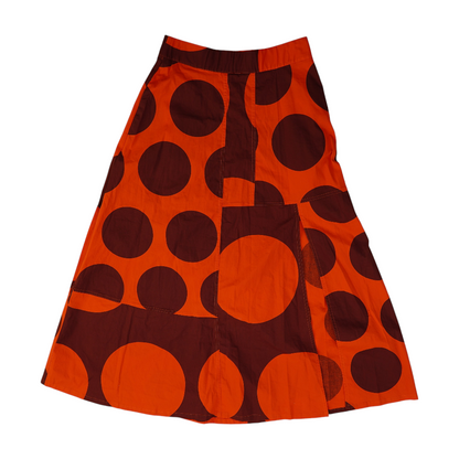 Orange Abstract Midi Skirt