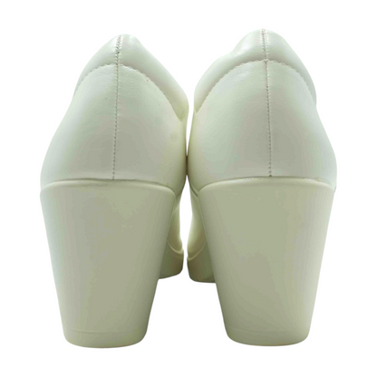 White Block Heels