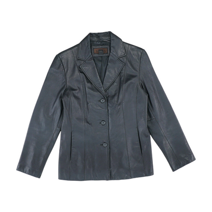 Black Solid Leather Jacket
