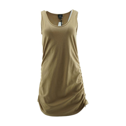 Tan Solid Midi Dress