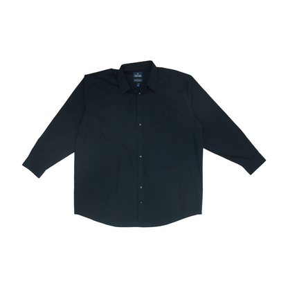 Black Big & Tall Solid Long Sleeve Button Down