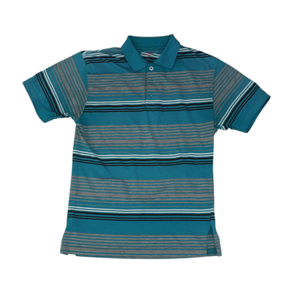 Blue Striped Short Sleeve Polo