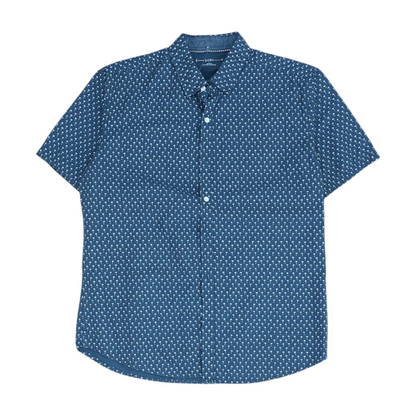 Gray Print Short Sleeve Button Down