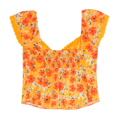 Orange Floral Blouse