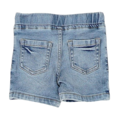 Blue Solid Denim Shorts