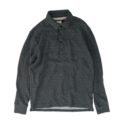 Gray Solid Long Sleeve Polo