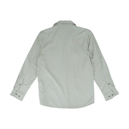 Beige Solid Long Sleeve Button Down